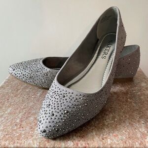 Bakers Silver Pointed Toe Flats w/ Sparkle Rhinestones Size 8 M